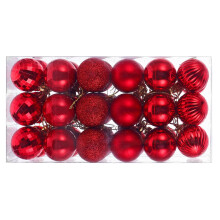 Boules de Noël décoratives en plastique rouge incassable (36 pièces)