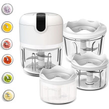 White cordless mini food chopper 3-cup (100/250/350 mL)