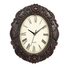 Horloge décorative ovale de 14 pouces, silencieuse, en cuivre noir