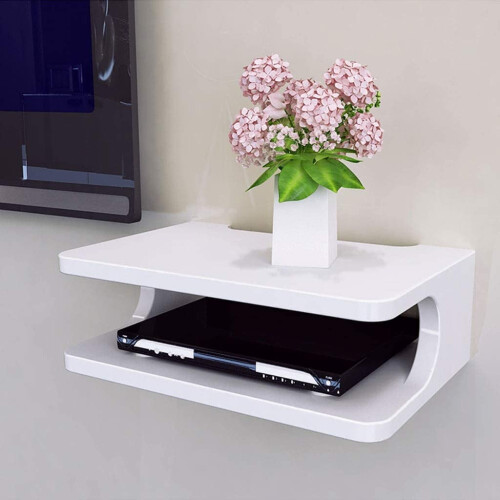 Floating Shelf for TV Components Metal 2-Tier Wall Mount