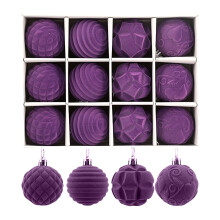 Boules de Noël en velours violet, 6 cm (2,36 pouces), lot de 12