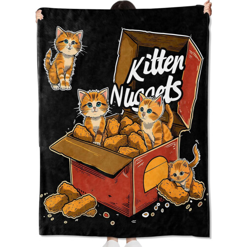Couverture douce pour chatons à motifs de nuggets de poulet, 152 x 127 cm