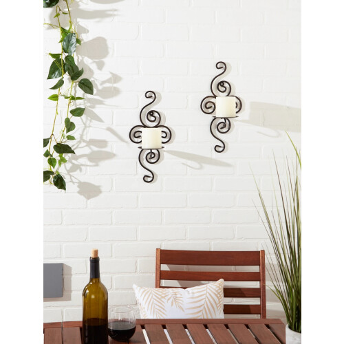 Appliques murales en fer forgé pour bougies (lot de 2)