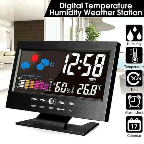 Digital LED-väckarklocka med temperatur och luftfuktighet