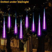 Luzes de festa LED para jardim com árvore de chuva ao ar livre roxa