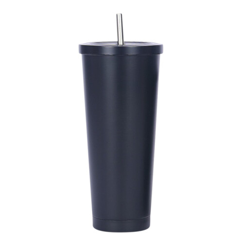 Isoleret sugerørskop i rustfrit stål, 750 ml, sort