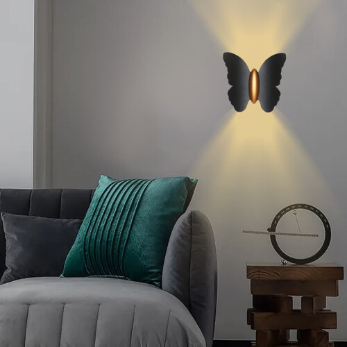 Sort LED væglampe IP65Aluminium15x15x7cm