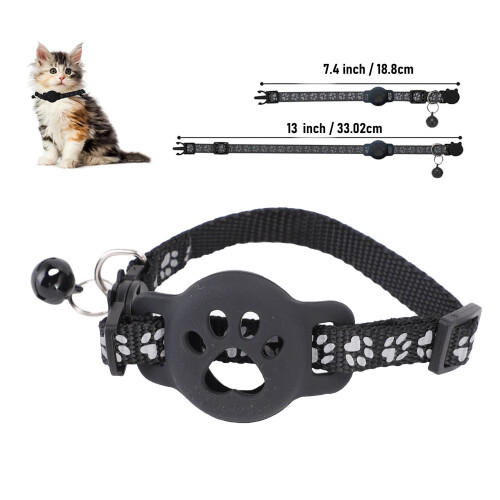 3er Pack Reflektierender Katzenhalsbandhalter mit Glöckchen, Schwarz 1
