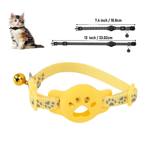 3 Stück reflektierende Katzenhalsbandhalter mit Glöckchen gelb 1