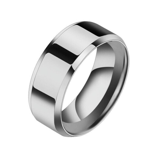 Men's stainless steel wedding band ring black gold silver 1