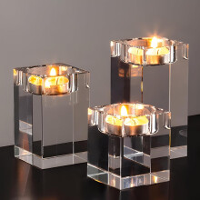 Porte-bougies chauffe-plat en cristal, supports votifs en verre, lot de 3