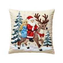 Funda de almohada navideña cuadrada de lino de 44,5 x 44,5 cm (17,5 x 17,5 pulgadas)