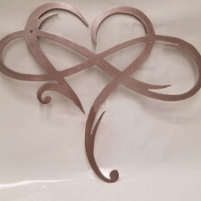 Wrought Iron Wall Decor Infinity Heart Shape 17x20 cm Khaki