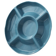 Ronde snacktray met 5 vakken, gemaakt van voedselveilig PP.