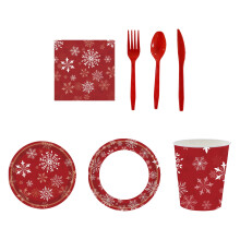 Service de vaisselle jetable de Noël 24 pièces