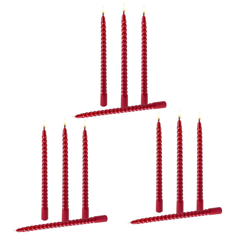 Set di 12 candele affusolate in metallo lucido