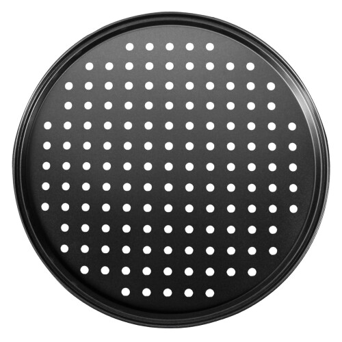 Giyblacko pizzapanne i stål, nonstick, perforert, rund, 12 tommer 1