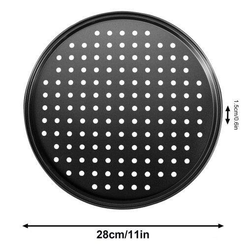 Giyblacko pizzapanne i stål, nonstick, perforert, rund, 12 tommer 2