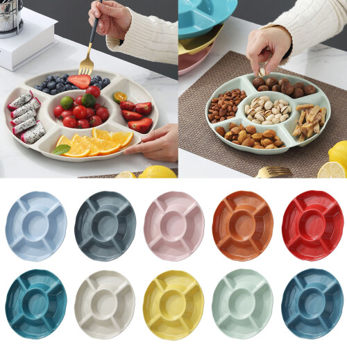 Candy Plate Round Food-Grade PP 5-Compartment Serving Tray 1