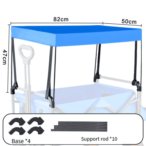 Removable awning canopy for wagon, blue PE cloth, 8-inch 1