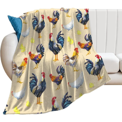 Chicken Print Throw Blanket Beige 60x50 Inches 1