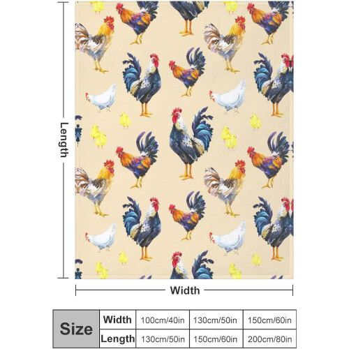 Chicken Print Throw Blanket Beige 60x50 Inches 2