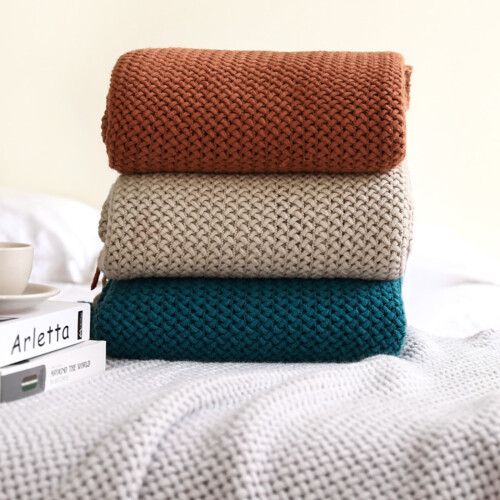 Huayishang knitted blanket polyester solid color 150x200cm 2
