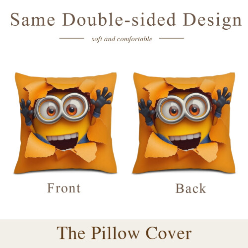 Fronha Minions com estampa dupla face, 40x40cm (16x16 polegadas) 1