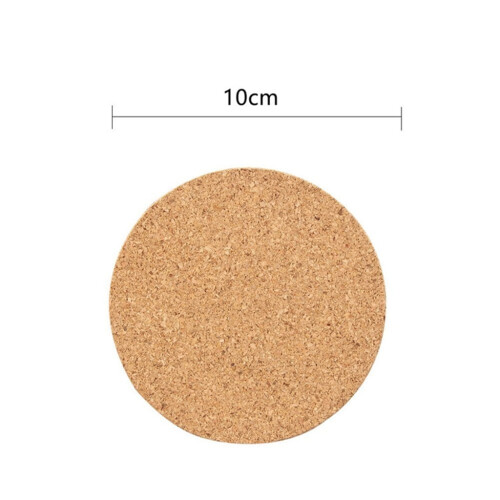 10-Pack Cork Drink Coasters – 10cm Round Table Mats 2