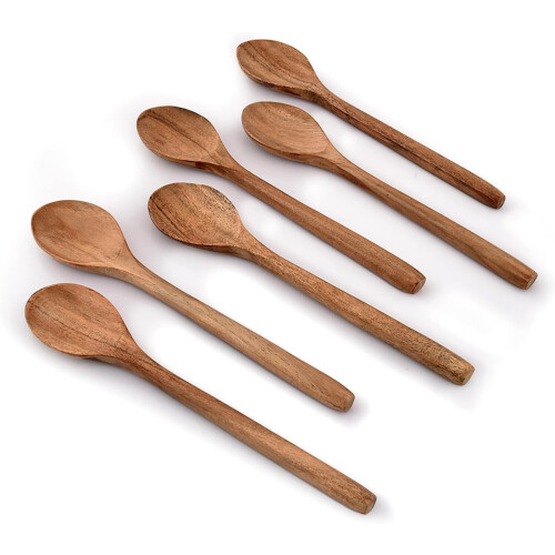 Ensemble de 6 cuillères de cuisine en bois d'acacia 1