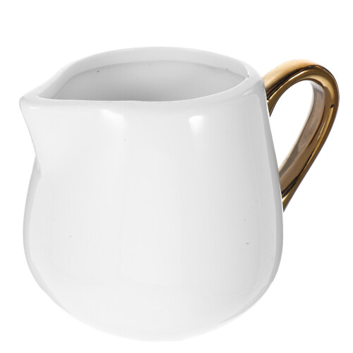 1Pc Ceramic Milk Jug White Handle Milk Container for Cafe