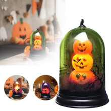 Lampada a candela di Halloween arancione in plastica a forma di gatto e zucca (1 pezzo)