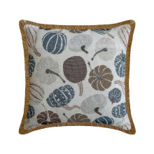 Capa de almofada decorativa com estampa de abóbora em jacquard marrom, 56 x 56 cm (22 x 22 polegadas)