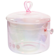 Glass Saucepan with Lid Pink 1 Piece