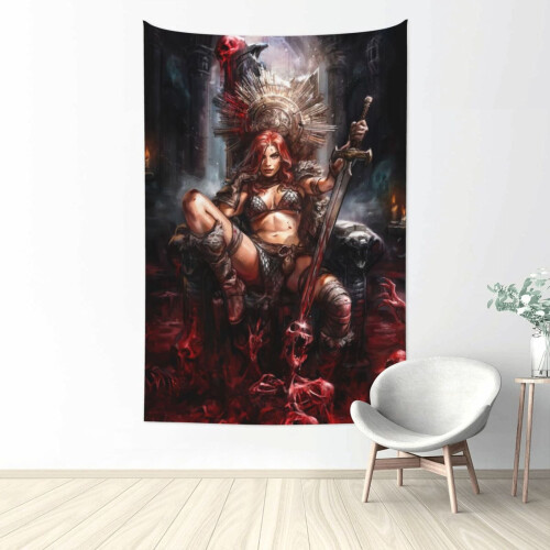 Tapisserie murale Red Sonja en polyester imperméable, taille unique