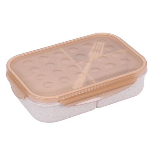 Flekkbestandig bentoboks med gafler, 3 rom