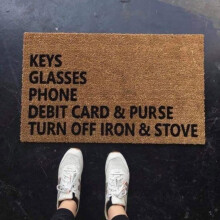Funny welcome doormat for keys glasses phones cards