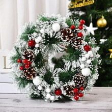Mini guirlanda de Natal com poinsétia e pinha (23 cm)
