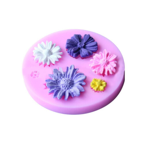 3D Daisy Silikonkakform Rosa