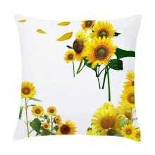 Kissenbezug aus Baumwoll-Leinen-Mischgewebe mit Sonnenblumenmuster, 45 x 45 cm