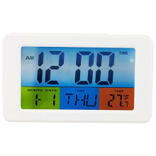 Despertador digital com visor LCD e monitor de temperatura