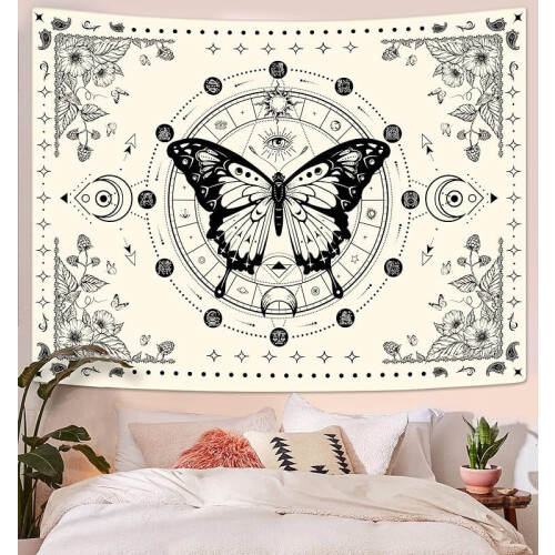 Perhosluuranko-gobeliini, beige, 50x70cm