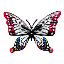 Borboleta de metal decorativa para parede, arte em ferro feita à mão, vermelha.