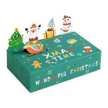 Papier de Noël pliable avec couvercle, bonhomme de neige, Père Noël et rennes