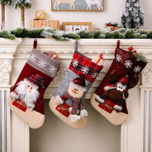 Christmas Stockings Santa Snowman Reindeer 6 Pack