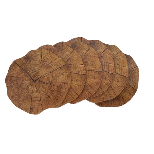 6 kpl puisia lasinaluseja, vaaleanruskea, 38 cm