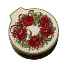Christmas cookie tin round metal gift box 1 piece