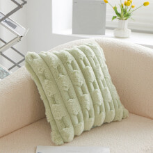 Funda de cojín de piel de conejo de peluche verde, 43x43 cm.