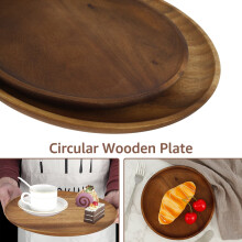 Assiettes plates rondes en bois d'acacia de 20 cm de diamètre