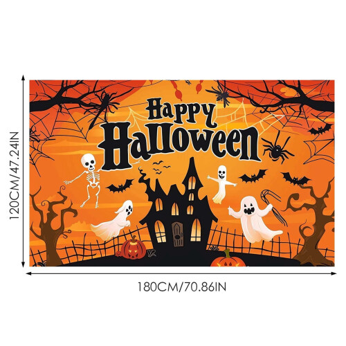 Theme Fabric Banner Background with Pumpkin Bat Moon Design 2